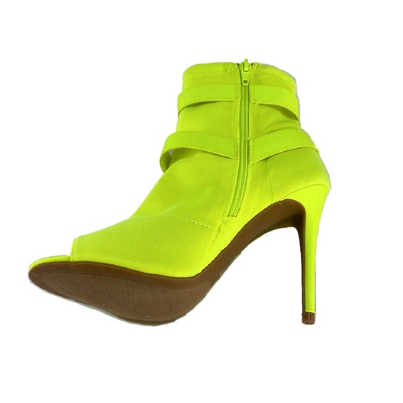 RouGE Neon Yellow Elastic Stilettos Ankle Boots 8 - Picture 4 of 6